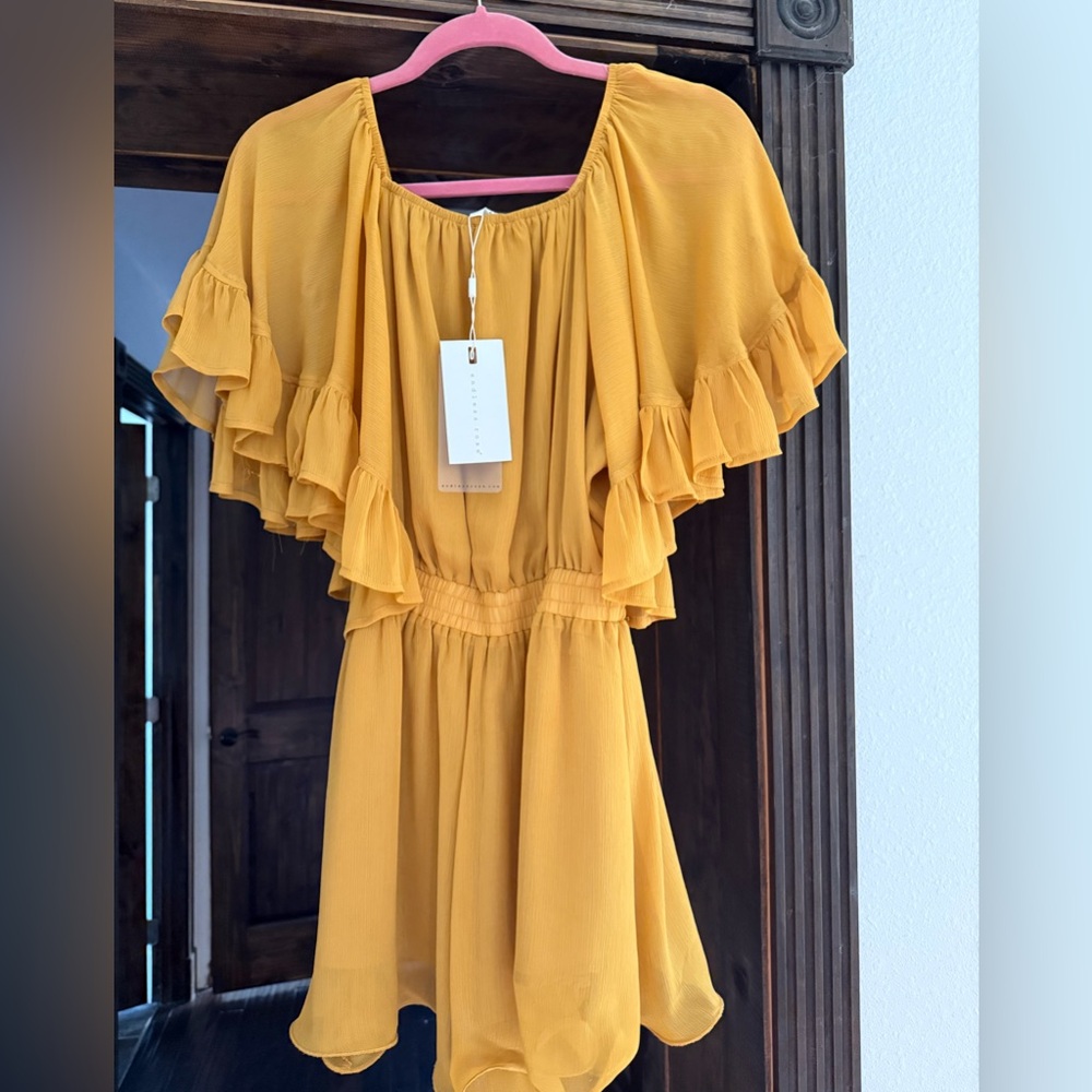 Endless Rose Golden Mustard Yellow Elegant Dress Size Small NWT